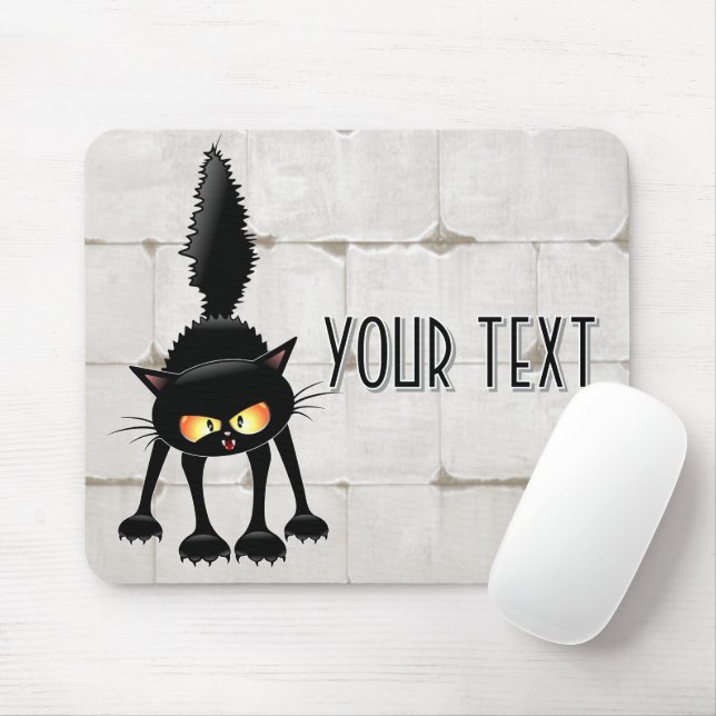 Lustige wilde schwarze Katzen-Cartoon  Mousepad (Mit Mouse)