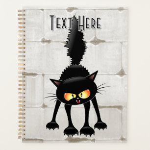 Lustige wilde schwarze Katzen-Cartoon  Planer