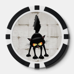 Lustige wilde schwarze Katzen-Cartoon  Pokerchips