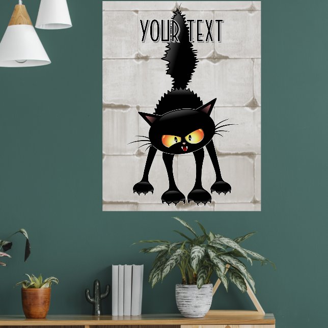 Lustige wilde schwarze Katzen-Cartoon  Poster (Wohnzimmer 1)