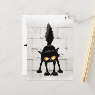 Lustige wilde schwarze Katzen-Cartoon Postkarte