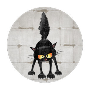 Lustige wilde schwarze Katzen-Cartoon  Schneidebrett