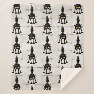 Lustige wilde schwarze Katzen-Cartoon  Sherpadecke