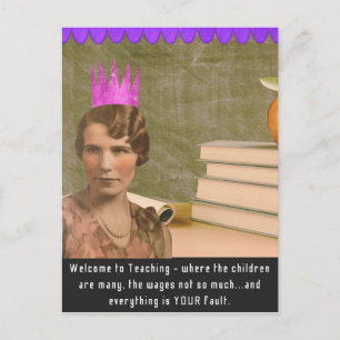 Lustige Willkommenslehrerin Vintage-Frauen-Postkar Postkarte