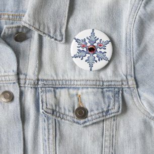 Lustige Winter-Schneeflocke-Zombie-Drei-Gesichter- Button