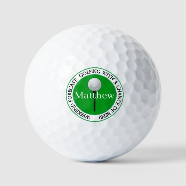 Lustige Wochenendvorhersage Golfbälle (Vorderseite)