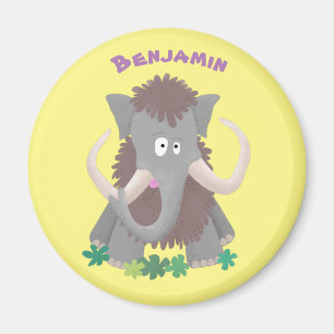 Lustige wollige Mammut-Cartoon-Illustration Magnet