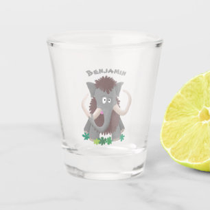 Lustige wollige Mammut-Cartoon-Illustration Schnapsglas