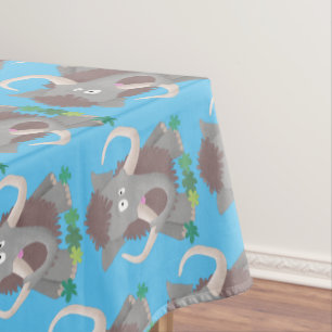 Lustige wollige Mammut-Cartoon-Illustration Tischdecke