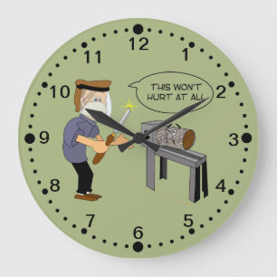 Lustige Woodturning Cartoon-Uhr mit Minuten Große Wanduhr