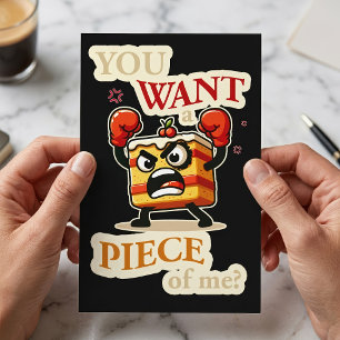 Lustige wütende Torte Scheibe bereit zu kämpfen Ca Postkarte
