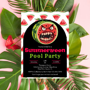 Lustige Wütende Wassermelone Summerween Poolparty Einladung