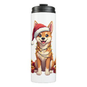 Lustige Xmas-Beleuchtung Weihnachtsmannmütze Tamas Thermosbecher