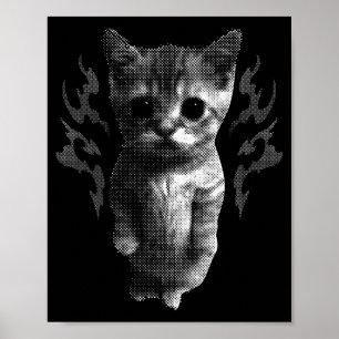 Lustige Y2k Retro-Katze Alberne Vintage-Kätzchen M Poster