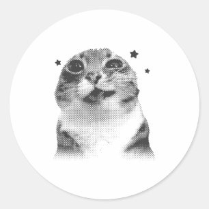 Lustige Y2k Retro-Katze Alberne Vintage-Kätzchen-M Runder Aufkleber