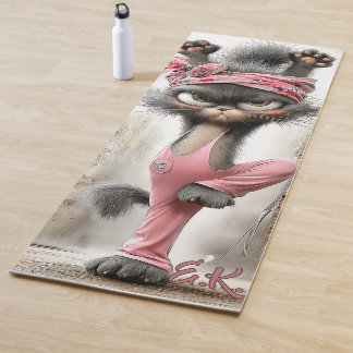 Lustige Yoga-Matte grummelige Katzen-Cartoon  Yogamatte