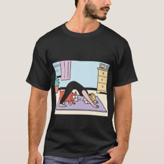 Lustige Yoga-Posen für Zuhause: Katze und Hund im  T-Shirt