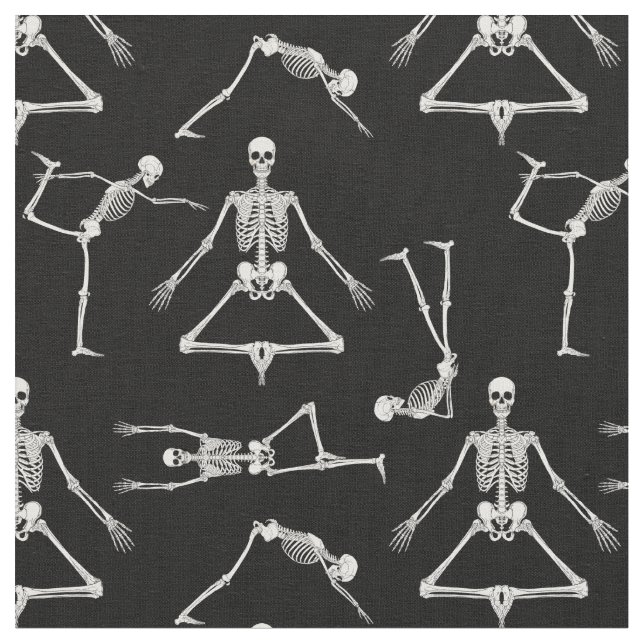 lustige Yoga-Skelette Stoff (Nahaufnahme)