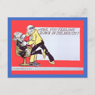 Lustige Zahnarzt-Postkarte Vintage 1906 Bildkopie Postkarte