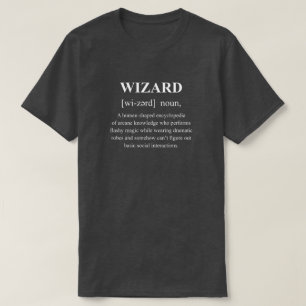 Lustige Zauberer-Charakterdefinition mit weißem Te T-Shirt