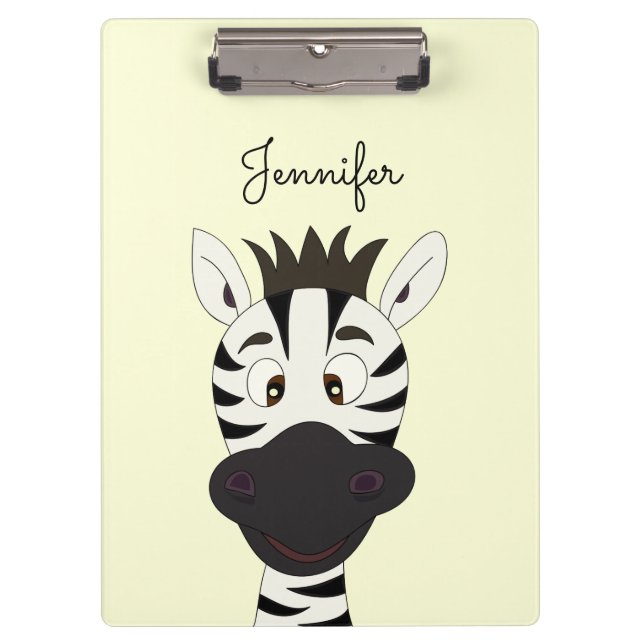 Lustige Zebra-Cartoonkinder Klemmbrett (Vorderseite)