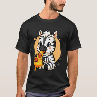 Lustige Zebra-Pizza-essendes Grafik-Jungen-Mädchen T-Shirt