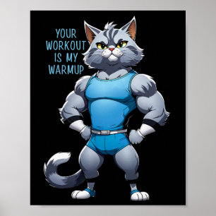 Lustige Zeichentrickkatze - Bodybuilding-Gym-Stil  Poster