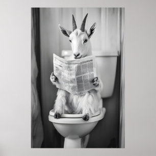 Lustige Ziegen-Badezimmer-Druck, Toiletten-Zeitung Poster