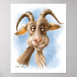 Lustige Ziegen-Cartoon Poster