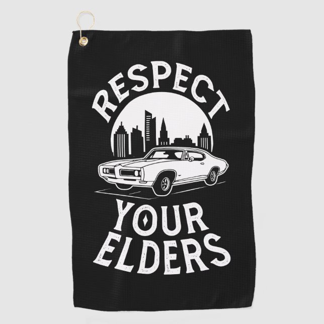 Lustige Zitate über Oldtimer Golfhandtuch (Vorderseite)