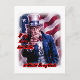 Lustige Zitate von Patriot Uncle Sam auf einer Feiertagspostkarte