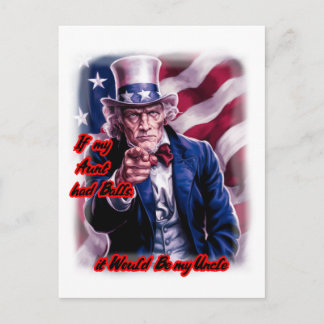 Lustige Zitate von Patriot Uncle Sam auf einer Feiertagspostkarte