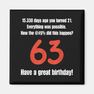 Lustige Zitate zum 63. Geburtstag Geburtstagsfeier Magnet