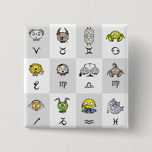 Lustige Zodiac Astrologische Charaktere Button