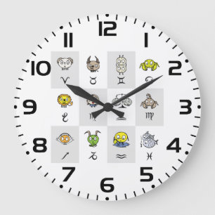 Lustige Zodiac Astrologische Charaktere Große Wanduhr