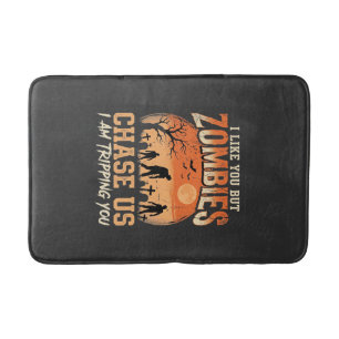 Lustige Zombies Halloween Jagd auf uns Design Badematte