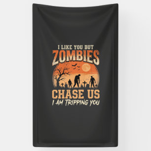 Lustige Zombies Halloween Jagd auf uns Design Banner