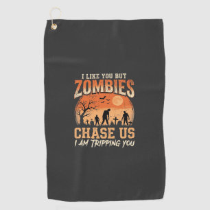 Lustige Zombies Halloween Jagd auf uns Design Golfhandtuch
