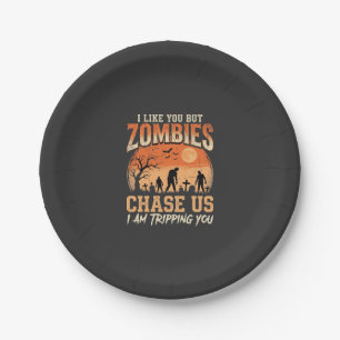Lustige Zombies Halloween Jagd auf uns Design Pappteller