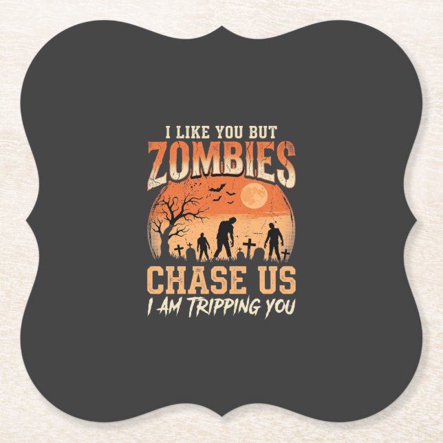 Lustige Zombies Halloween Jagd auf uns Design Untersetzer (Vorderseite)