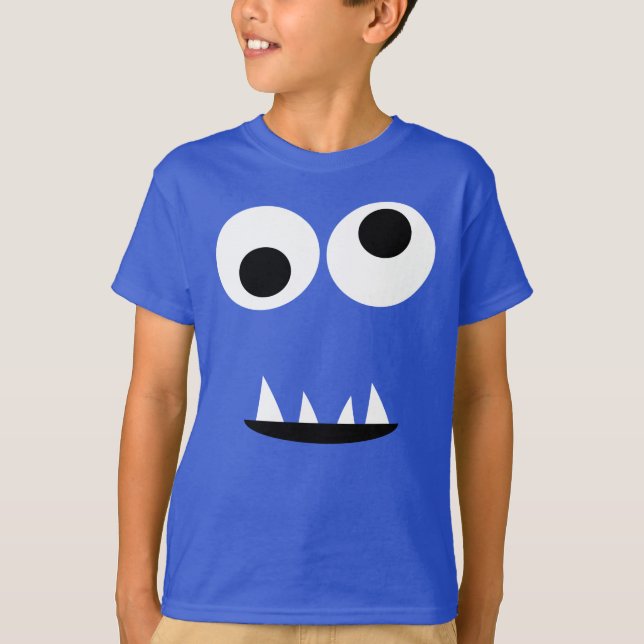 Lustige zwei mit Augen Monster-Gesichts-alberne T-Shirt (Vorderseite)