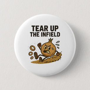 Lustige Zwiebelringe verkaufen sich im Infeld-Hand Button