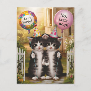 Lustige Zwillinge Sternzeichen Geburtstag Katzen Postkarte