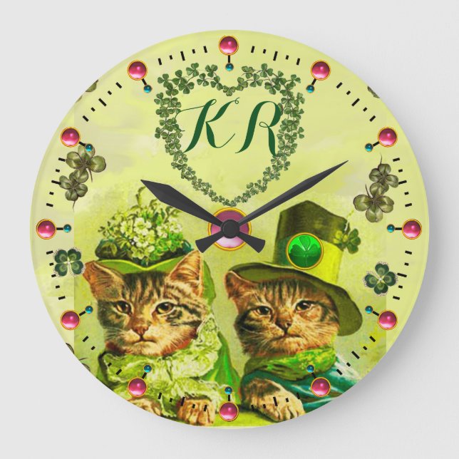 LUSTIGEN ALTEN MODE-ST PATRICK KATZEN, GROßE WANDUHR (Vorderseite)