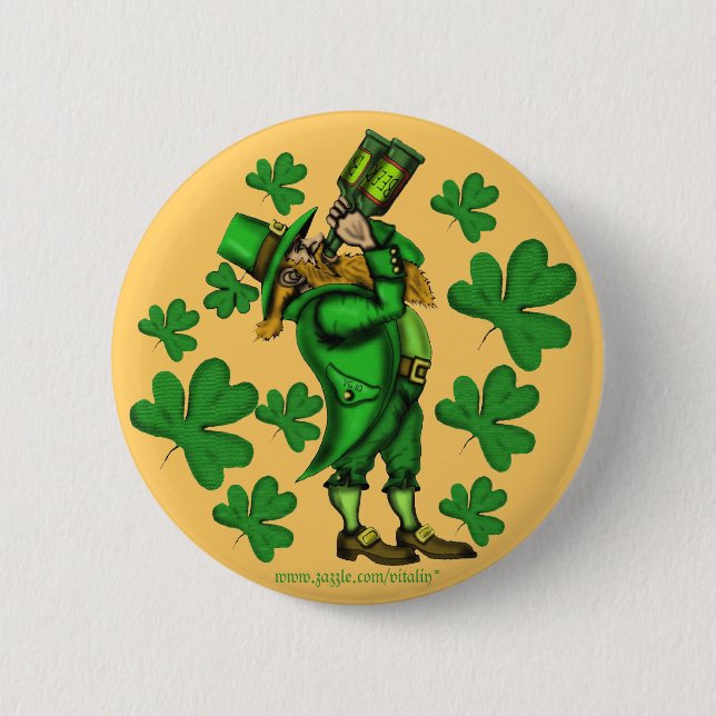 Lustigen Kobold St Patrick Tagesknopf Button (Vorderseite)