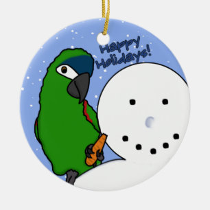 Lustigen Schneemann Hahns Macaw-Verzierung Keramik Ornament