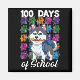 Lustiger 100 Tage Schulkurs Sibirischer Husky Kind Magnet