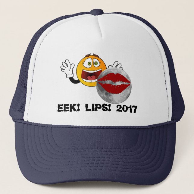 Lustiger 2017 Eklipse-Hut: EEK! Lippen! 2017 Truckerkappe (Vorderseite)