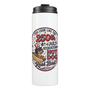 Lustiger 250. 4. Juli Hot Dog Dachshund Thermosbecher