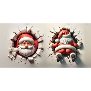 Lustiger 3D-Weihnachtsmann kriecht durch Loch Weih Tasse